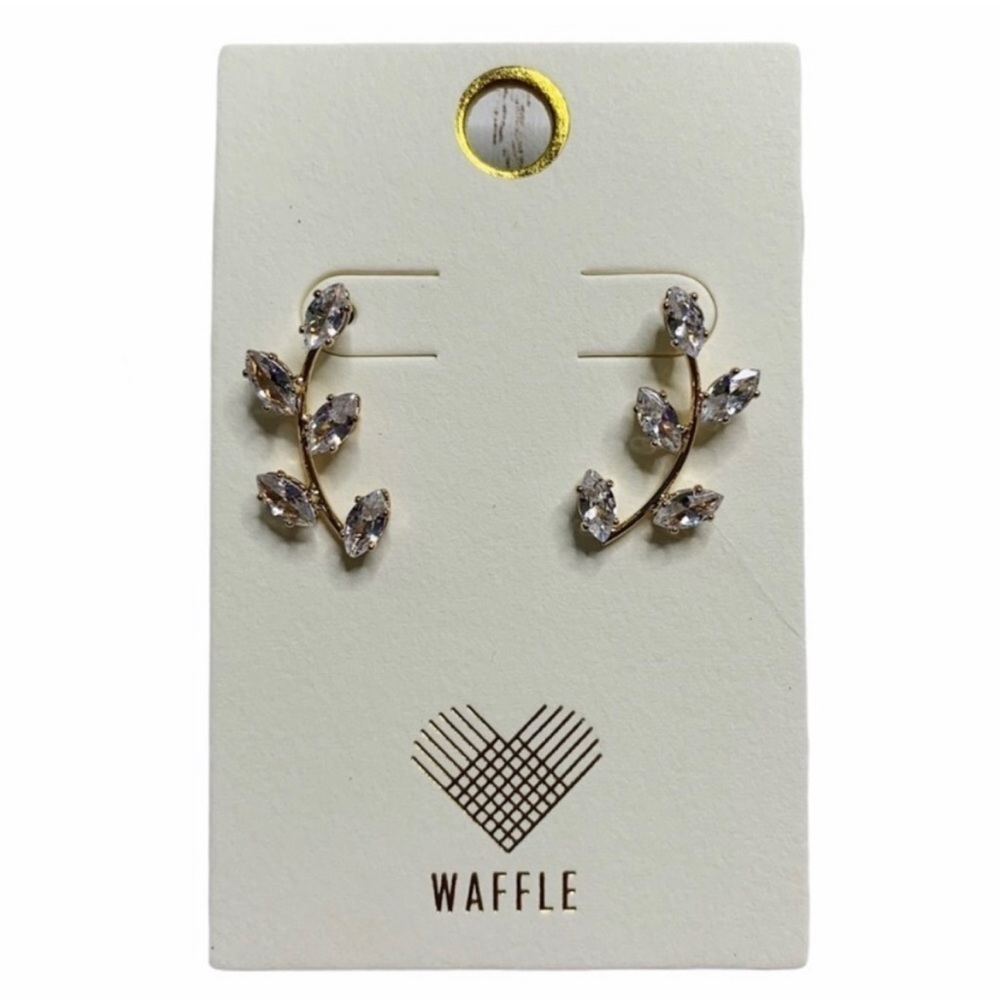 Gold Tone Drop Earrings Dainty Rhinestone Costume Jewelry